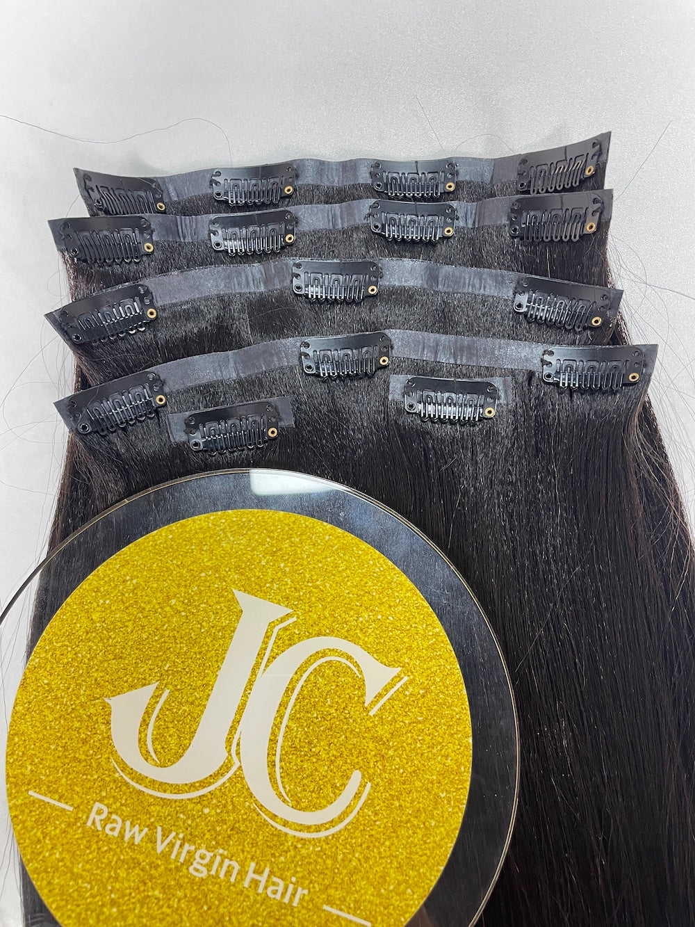 Yaki Straight Seamless Clip in Hair Extention #1B