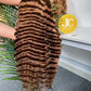 #4/27 Highlight Deep Wave Brazilian Hair 13X4 Transparent Lace Wig 180%