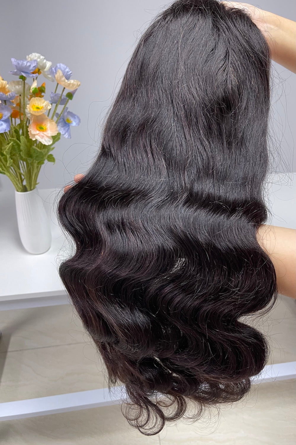Top Virgin Hair 13*4 13*6 Body Wave #1B Transparent Lace Pre-made Wig 150%