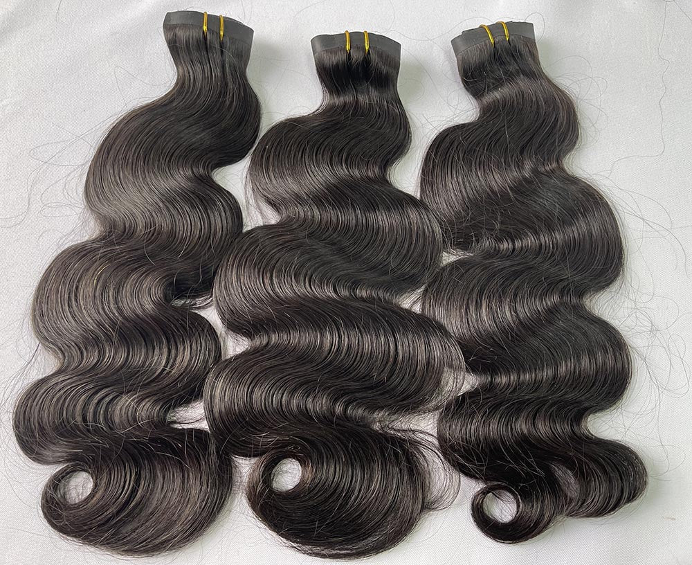 Body Wave Seamless Clip in Hair Extention #1B