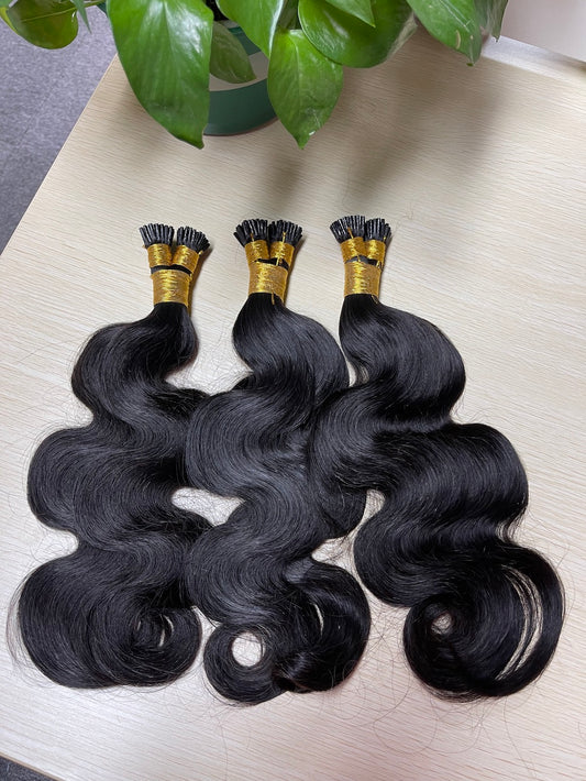 Indian Hair I-TIP Extentions Body Wave #1B 100grams/100pieces