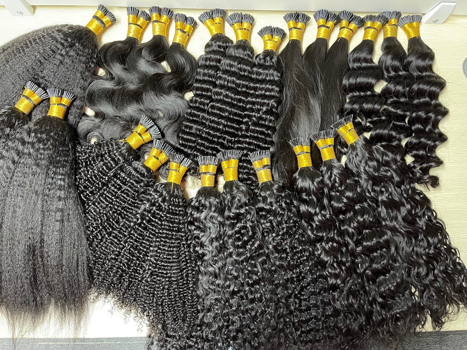 Indian Hair I-TIP Extentions Kinky Curly #1B 100grams/100pieces