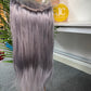 #Grey Straight Brazilian Hair 13X4 Transparent Lace Wig 180%