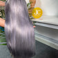 #Grey Straight Brazilian Hair 13X4 Transparent Lace Wig 180%