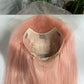 #Pink Straight Brazilian Hair 13X4 Transparent Lace Wig 180%